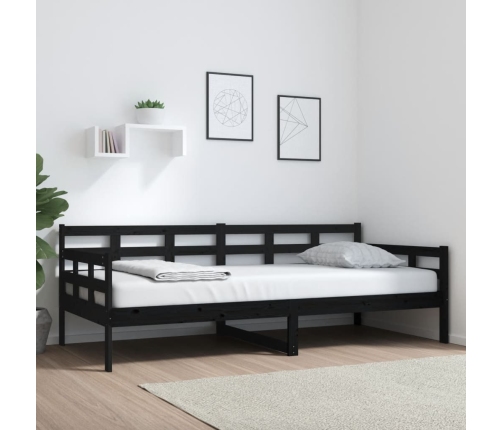 Sofá cama sin colchón madera maciza de pino negro 90x200 cm