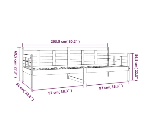 Sofá cama madera maciza de pino blanco 80x200 cm