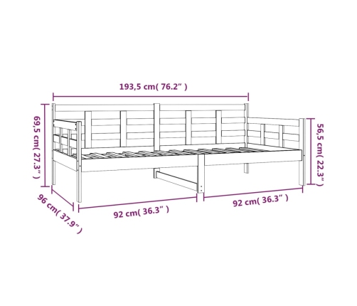 Sofá cama madera maciza de pino blanco 90x190 cm