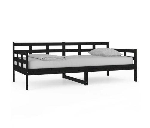 Sofá cama madera maciza de pino negro 90x190 cm