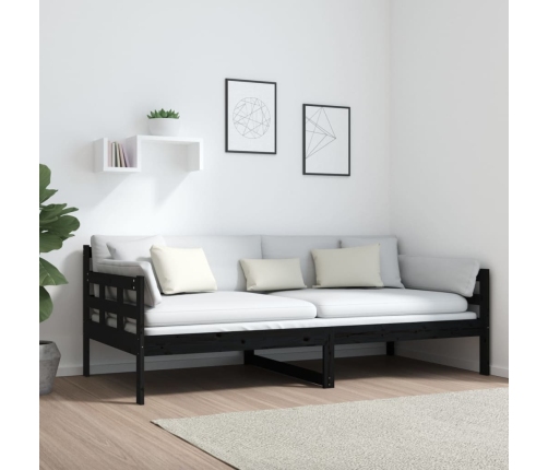 Sofá cama madera maciza de pino negro 90x190 cm