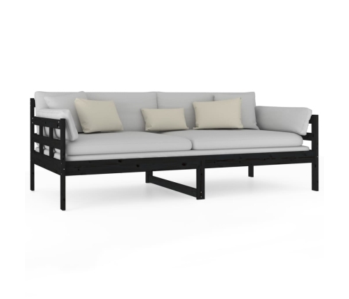 Sofá cama madera maciza de pino negro 90x190 cm