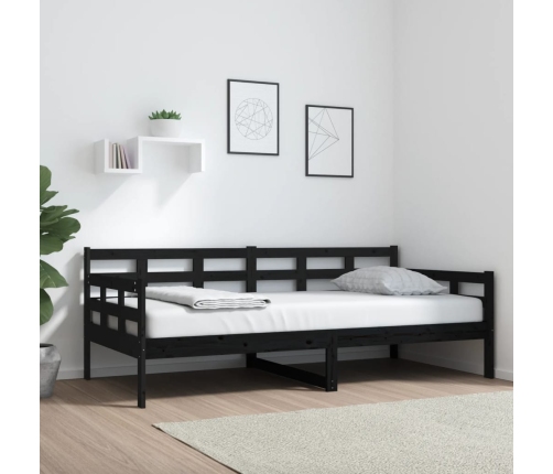 Sofá cama madera maciza de pino negro 90x190 cm