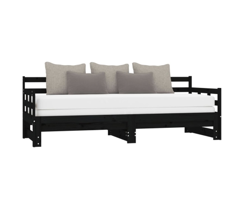 vidaXL Sofá cama extraíble madera maciza de pino negro 2x(90x200) cm