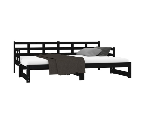 vidaXL Sofá cama extraíble madera maciza de pino negro 2x(90x200) cm