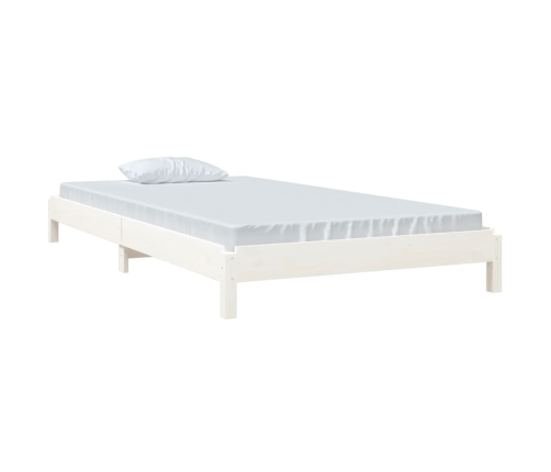 Cama apilable de madera pino maciza blanca 100x200 cm