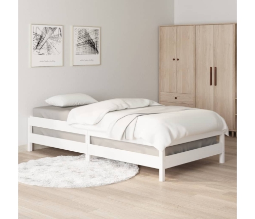 Cama apilable de madera pino maciza blanca 100x200 cm