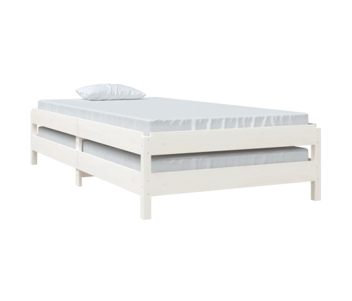 Cama apilable de madera pino maciza blanca 100x200 cm