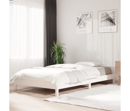 Cama apilable de madera pino maciza blanca 100x200 cm