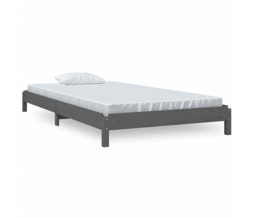 Cama apilable de madera pino maciza gris 100x200 cm