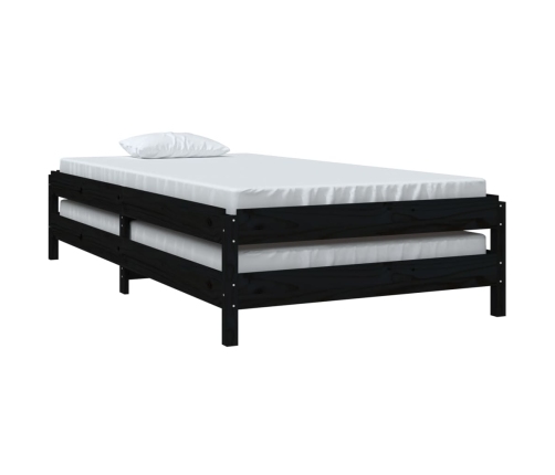 vidaXL Cama apilable de madera pino maciza negro 90x200 cm