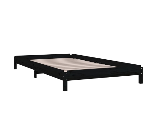 vidaXL Cama apilable de madera pino maciza negro 90x200 cm