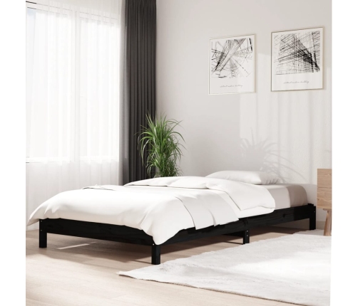 vidaXL Cama apilable de madera pino maciza negro 90x200 cm