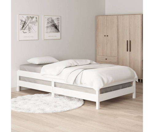 Cama apilable de madera pino maciza blanco 90x190 cm