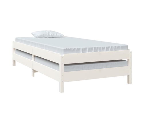 Cama apilable de madera pino maciza blanco 90x190 cm