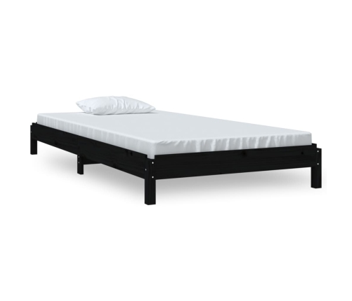 Cama apilable de madera pino maciza negro 90x190 cm