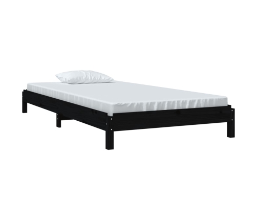 Cama apilable de madera pino maciza negro 90x190 cm