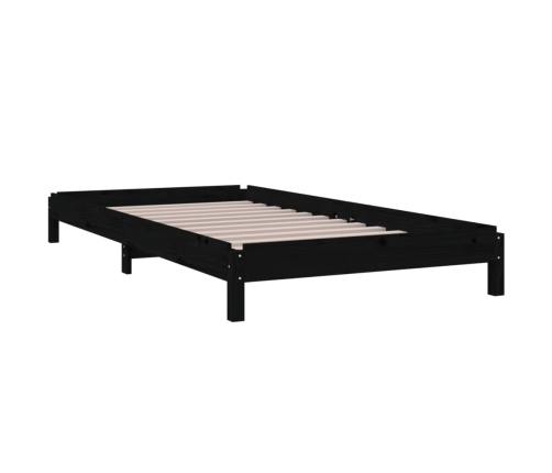 Cama apilable de madera pino maciza negro 90x190 cm