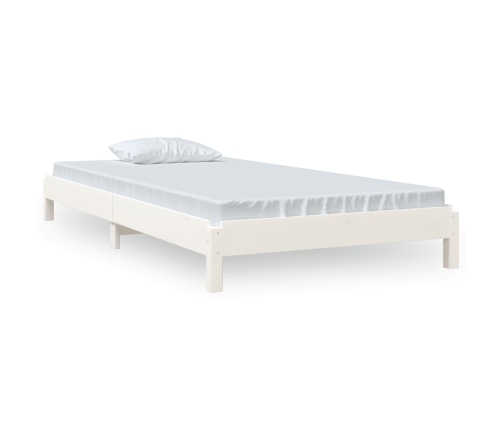 Cama apilable de madera pino maciza blanco 75x190 cm