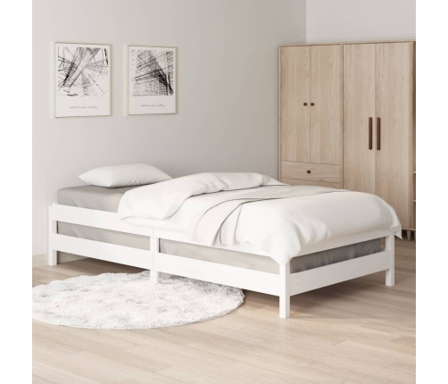 Cama apilable de madera pino maciza blanco 75x190 cm