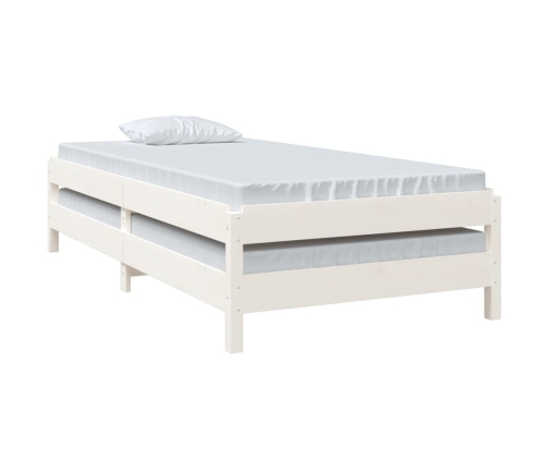 Cama apilable de madera pino maciza blanco 75x190 cm