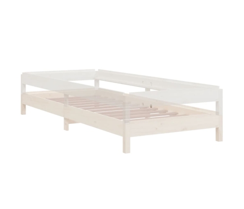 Cama apilable de madera pino maciza blanco 75x190 cm