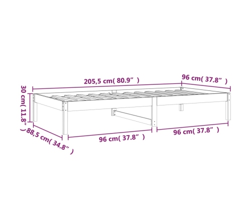 Sofá cama sin colchón madera maciza de pino 90x200 cm