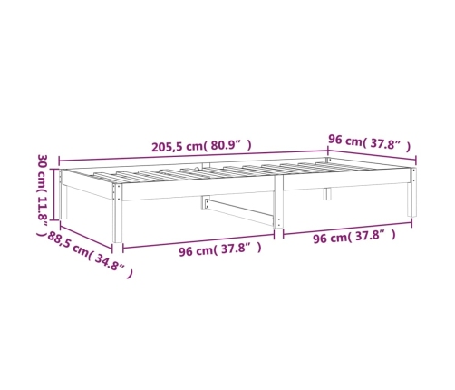 Sofá cama sin colchón madera maciza de pino blanco 90x200 cm