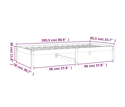 Sofá cama sin colchón madera maciza de pino 80x200 cm