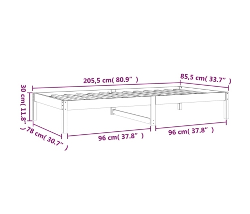 Sofá cama sin colchón madera maciza de pino blanco 80x200 cm