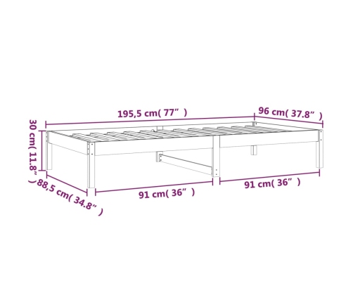 Sofá cama de madera maciza de pino blanco 90x190 cm