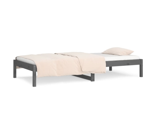 Sofá cama de madera maciza de pino gris 90x190 cm