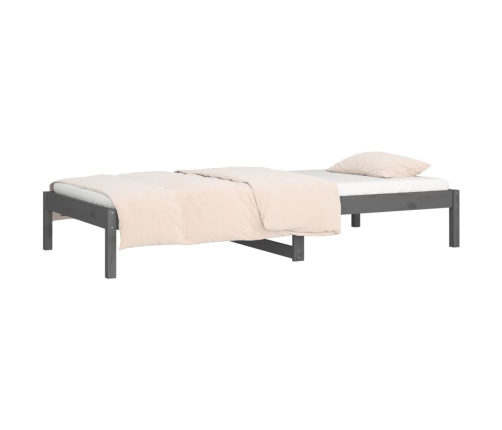 Sofá cama de madera maciza de pino gris 90x190 cm