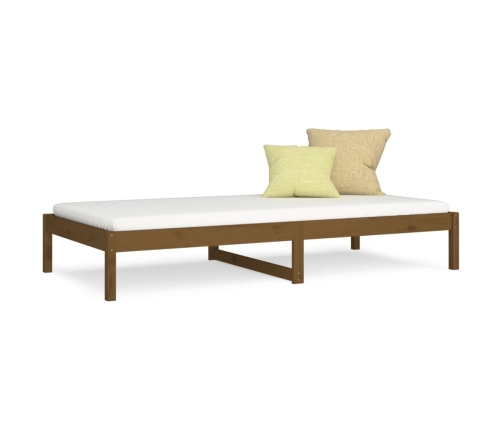 Sofá cama sin colchón madera maciza pino marrón miel 90x190 cm