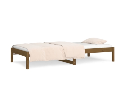 Sofá cama sin colchón madera maciza pino marrón miel 90x190 cm