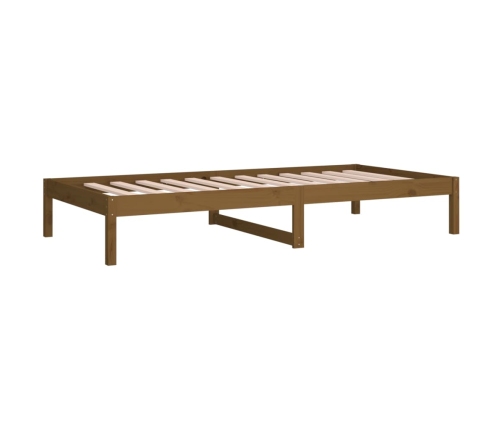 Sofá cama sin colchón madera maciza pino marrón miel 90x190 cm