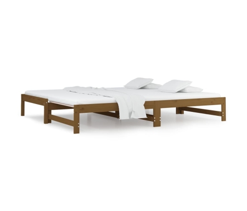 vidaXL Sofá cama extraíble madera maciza de pino marrón 2x(90x200) cm