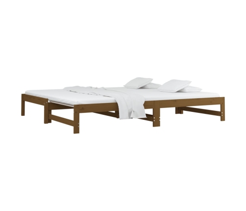 vidaXL Sofá cama extraíble madera maciza de pino marrón 2x(90x200) cm