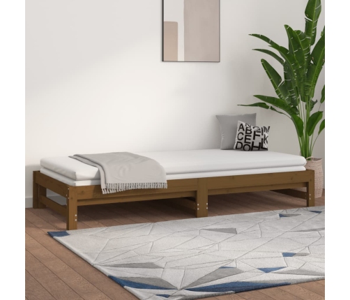 vidaXL Sofá cama extraíble madera maciza de pino marrón 2x(90x200) cm