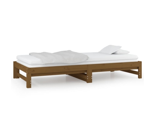 vidaXL Sofá cama extraíble madera maciza de pino marrón 2x(90x200) cm