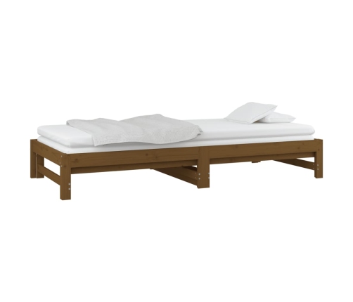 vidaXL Sofá cama extraíble madera maciza de pino marrón 2x(90x200) cm