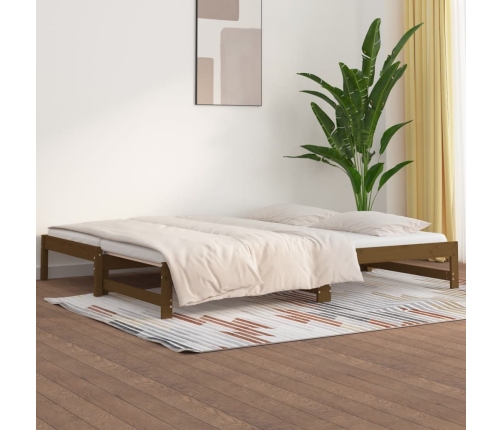 vidaXL Sofá cama extraíble madera maciza de pino marrón 2x(90x200) cm