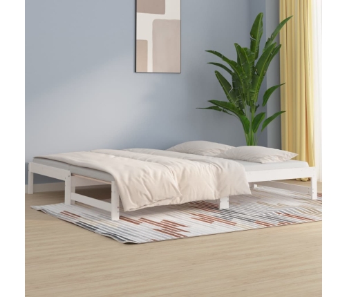 Sofá cama extraíble madera maciza de pino blanco 2x(80x200) cm