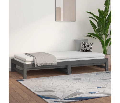 Sofá cama extraíble madera maciza de pino gris 2x(80x200) cm