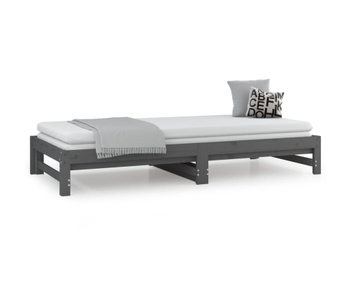 Sofá cama extraíble madera maciza de pino gris 2x(80x200) cm