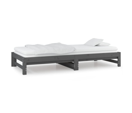 Sofá cama extraíble madera maciza de pino gris 2x(80x200) cm