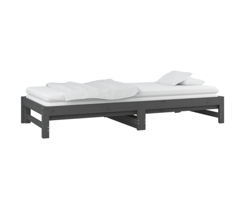 Sofá cama extraíble madera maciza de pino gris 2x(80x200) cm