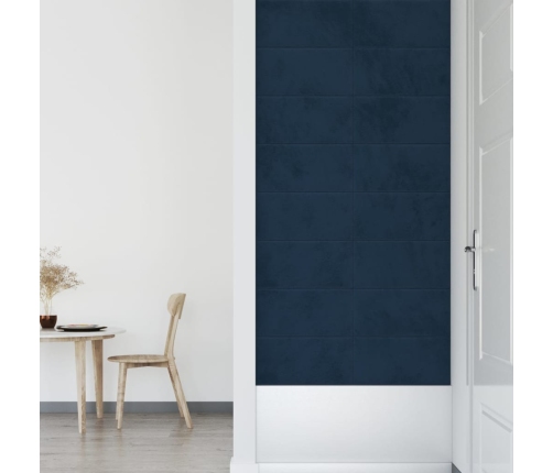 vidaXL Paneles de pared 12 uds terciopelo azul 60x30 cm 2,16 m²