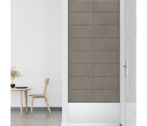 Paneles de pared 12 uds terciopelo gris claro 60x30 cm 2,16 m²