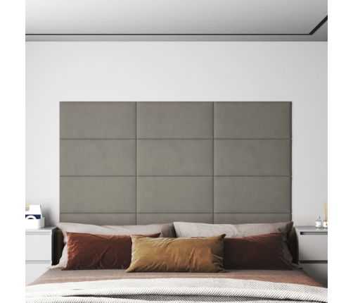 Paneles de pared 12 uds terciopelo gris claro 60x30 cm 2,16 m²